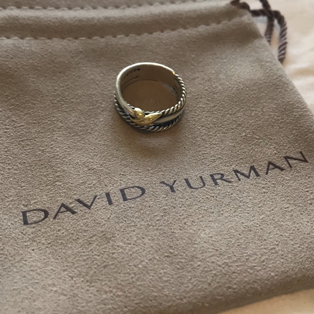 david yurman cable crossover ring with 18K gold